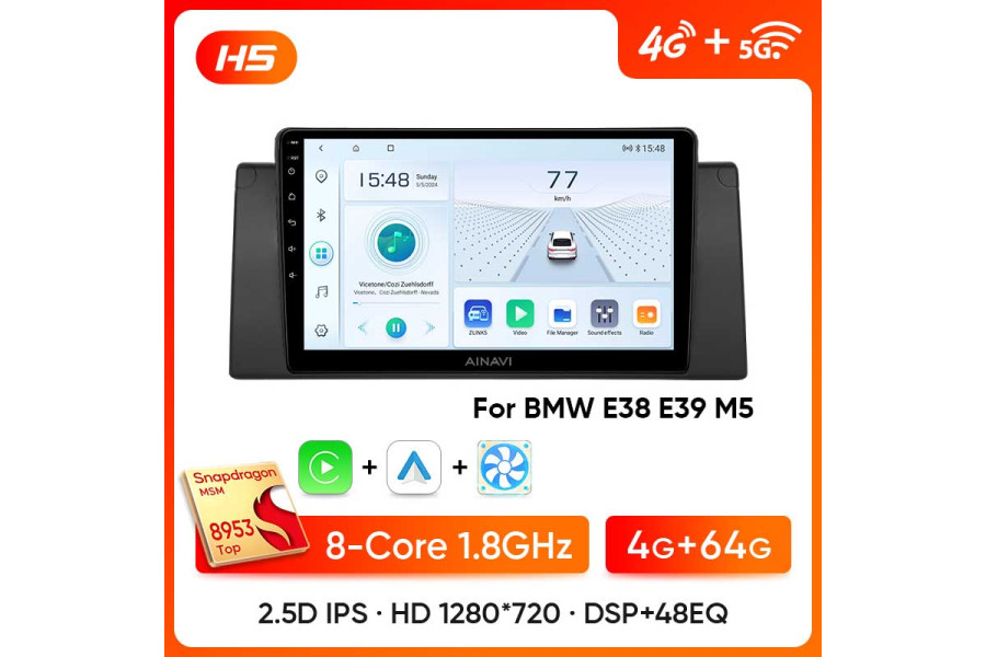 BMW 5 7 Series X5 E53 E38 E39 M5 with CarPlay Auto Stereo & GPS Navigation Head Unit