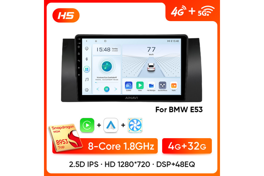 BMW 5 7 Series X5 E53 E38 E39 M5 with CarPlay Auto Stereo & GPS Navigation Head Unit