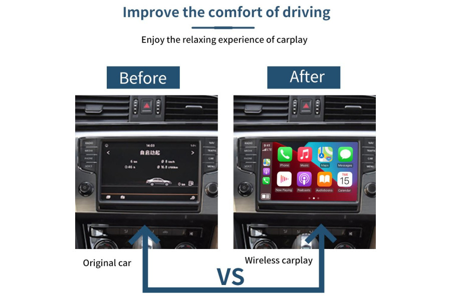 Volkswagen VW Golf/Passat/Lingdu/Tiguan/Teramont 2014-2018 Navigation Mirror Wireless Carplay Android Auto Interface Decode Box Module