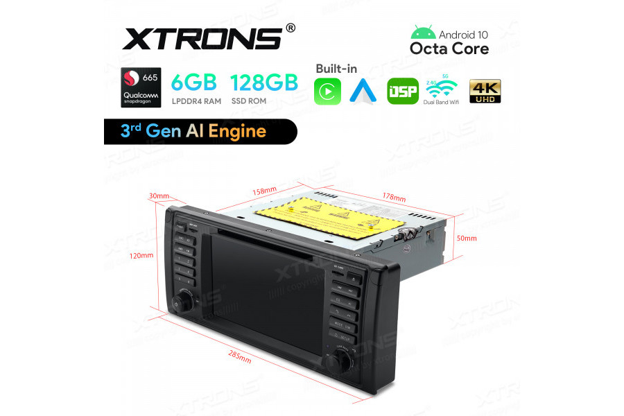 7" Snapdragon 665 Android Octa Core 6GB + 128GB Car Navigation System (4G LTE*) Universal Custom Fit for BMW