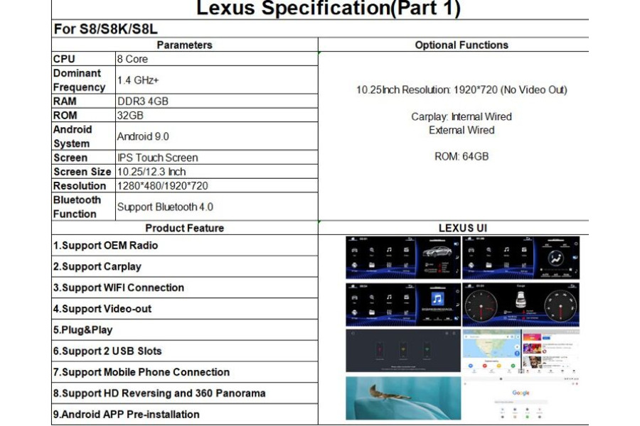 Lexus RX270 Android 12, 4g/64gb 8-core Android head unit 