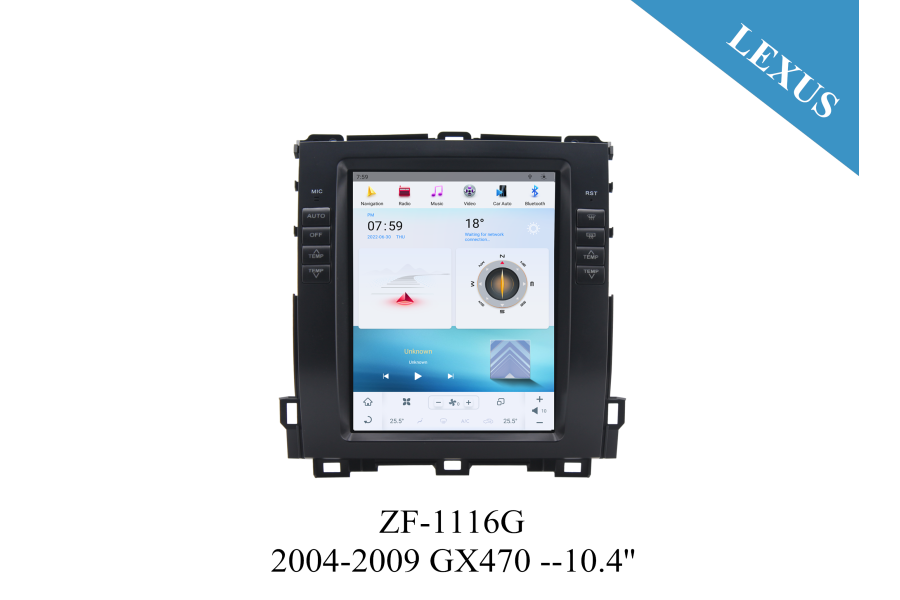 Lexus 2004-2009 GX470 10-4 inch Tesla Style Apple CarPlay Android Radio Upgrade